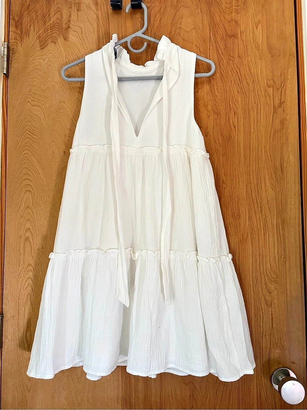 Pomander Place Morgan Dress White Tiered Sleeveless Dress XS